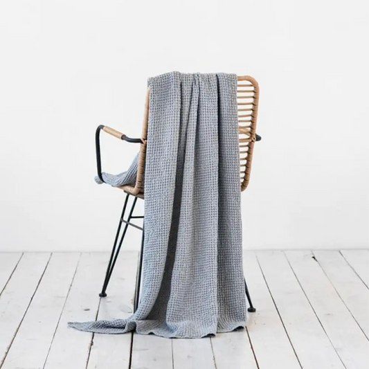 Waffle Linen Throw Blanket