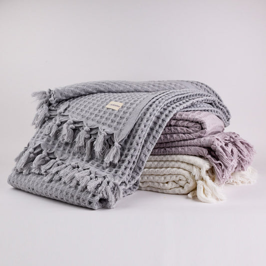 XL Waffle Organic Cotton Blanket in Gentle Moonlight