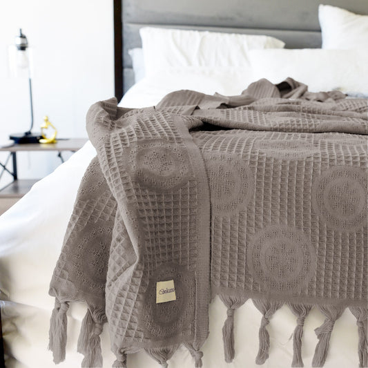 XL Waffle Organic Cotton Blanket in Rich Mocha