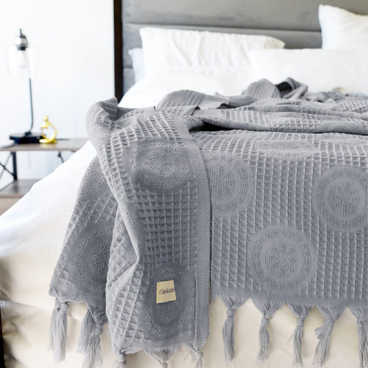 XL Waffle Organic Cotton Blanket in Gentle Moonlight