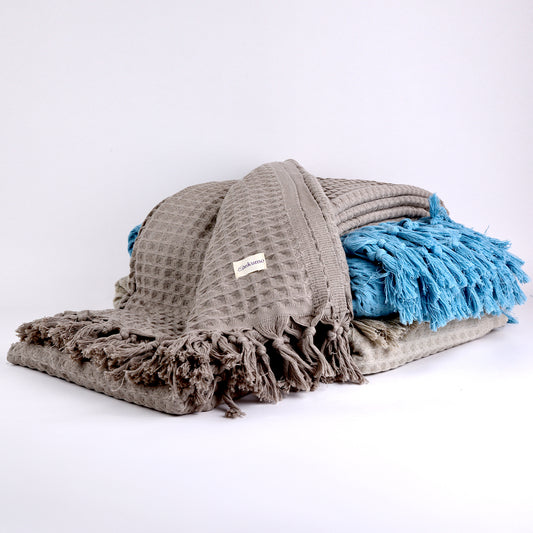 XL Waffle Organic Cotton Blanket in Rich Mocha