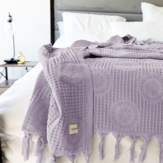 XL Waffle Organic Cotton Blanket in Lush Lavender