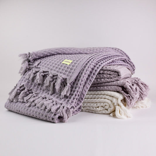 XL Waffle Organic Cotton Blanket in Lush Lavender