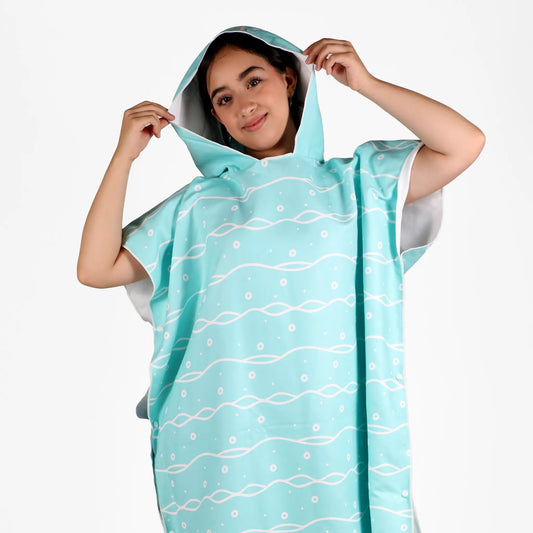 Wave Check Hooded Poncho