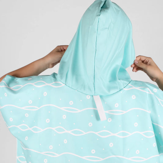 Wave Check Hooded Poncho