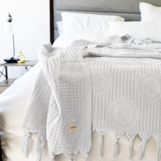 King Size Organic Cotton Blanket in Pure Ivory